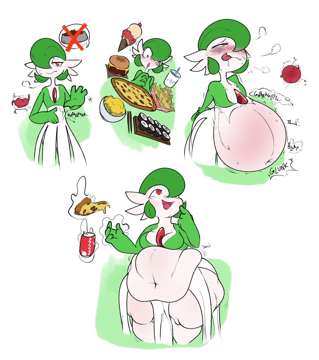 I MAY have expanded that one sketchbook Gardevoir sequence a lil bit👀 Your Gardevoir just can't give up human food ever since you let her have a taste... Now she's put on quite a bit! At this rate, her speed stat is going to absolutely plummet~