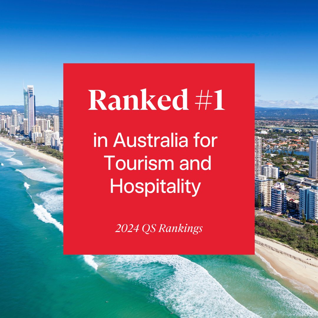 🏆 Griffith has been named as #1 in Australia for Tourism and Hospitality in the QS World University Rankings. These results reflect the hard work of the Griffith University community, and we thank you for your efforts in maintaining our incredible reputation. #QSRankings