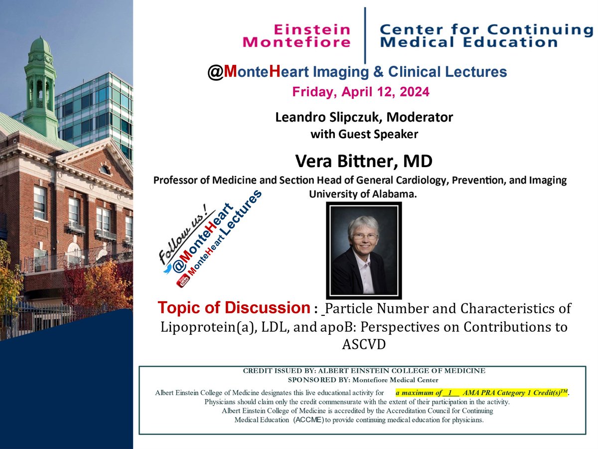 Dear Faculty, Fellows, Residents and Friends Welcome to another @MonteHeart Imaging and Clinical Lectures Friday, April 12, 2024 From 12:00 pm EST – 1:00 pm EST Link: einsteinmed.zoom.us/j/94170046499