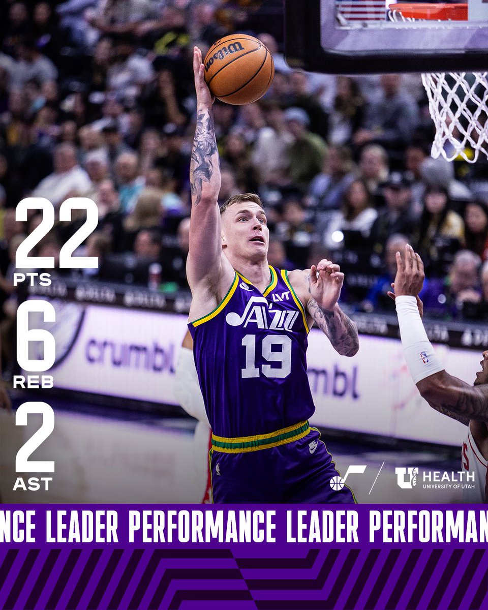 a season-high in scoring and two shy of a career-high. a solid night for the kid from Croatia 🇭🇷 #PerformanceLeader | Presented by @UofUHealth