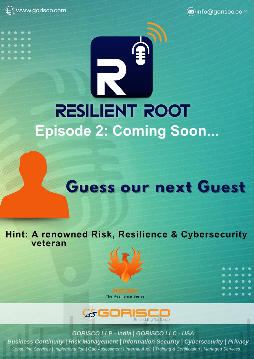 Gorisco is here yet again with its 2nd episode of the podcast series '𝐑𝐞𝐬𝐢𝐥𝐢𝐞𝐧𝐭 𝐑𝐨𝐨𝐭'. Prepare to be amazed, prepare to be inspired.

This luminary figure is a renowned veteran in Risk, Resilience & Cybersecurity domains with a treasure trove of experience & wisdom.
