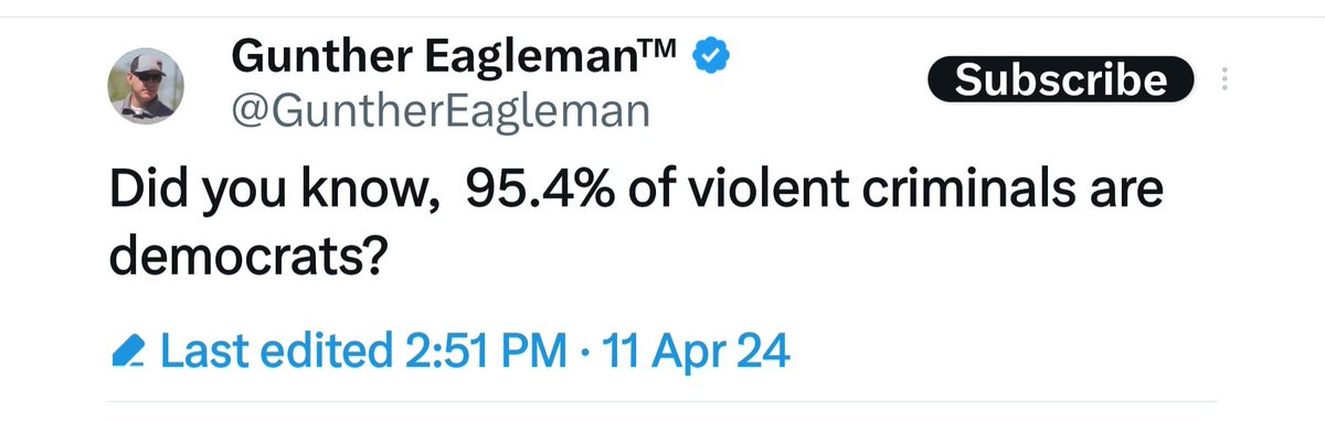 There's stupid, and then there's @GuntherEagleman level of stupid. A report issued by the Anti-Defamation League found that right-wing extremists committed every ideologically driven mass killing identified in the U.S. in 2022, with an 'unusually high' proportion perpetrated by…