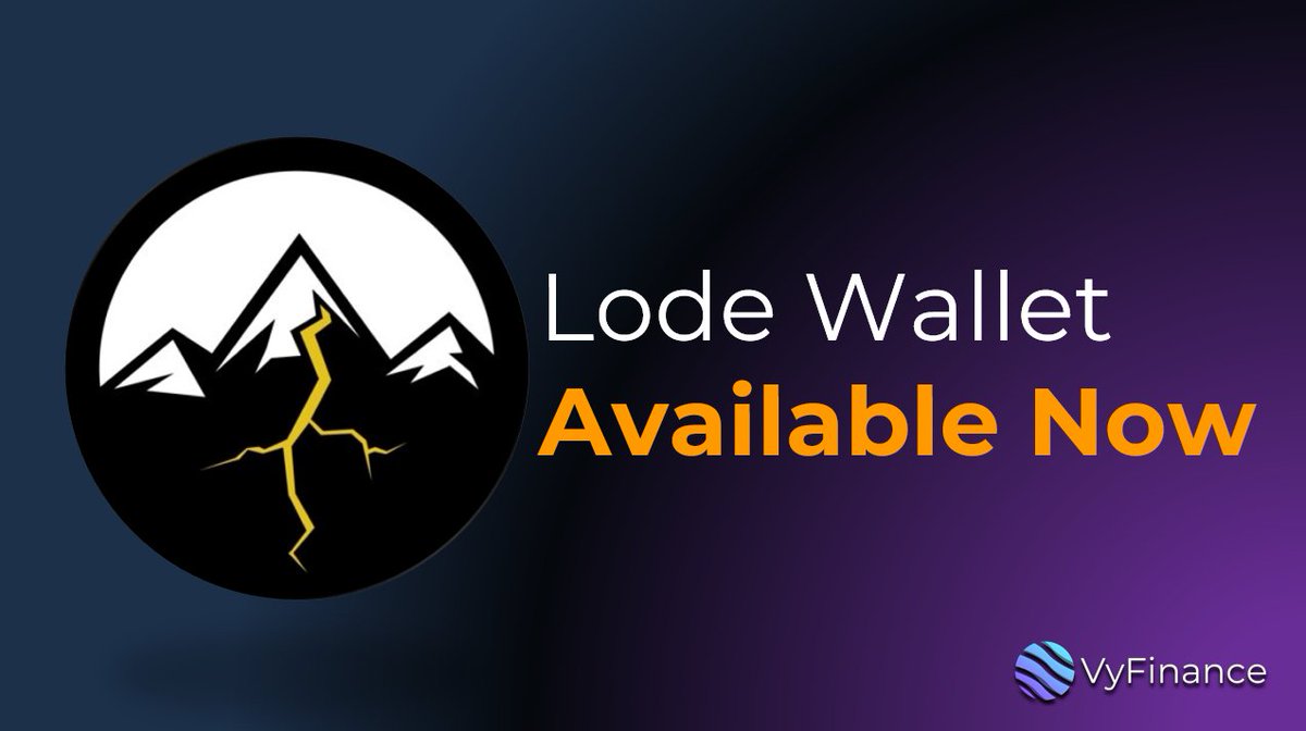 🤝 Welcoming @LodeWallet to the VyFinance platform. If Lode is your wallet of choice you can connect to VYFI now!!! 'LodeWallet exists to provide the simplest possible experience for Cardano DeFi users to send or receive multiple assets and securely connect to dApps on the