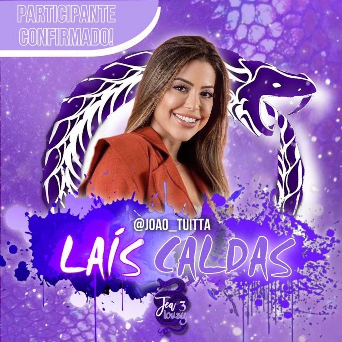 jealousyrv's tweet photo. 🧸 | participante Confirmado:
•Laís Caldas [ @joao_tuitta ] 

Laís está preparado pra jogar veneno nos rivais! 

Você é #TeamLais 🧸?

#Jealousy3 #Jea3 https://t.co/Ob9CULmpg3