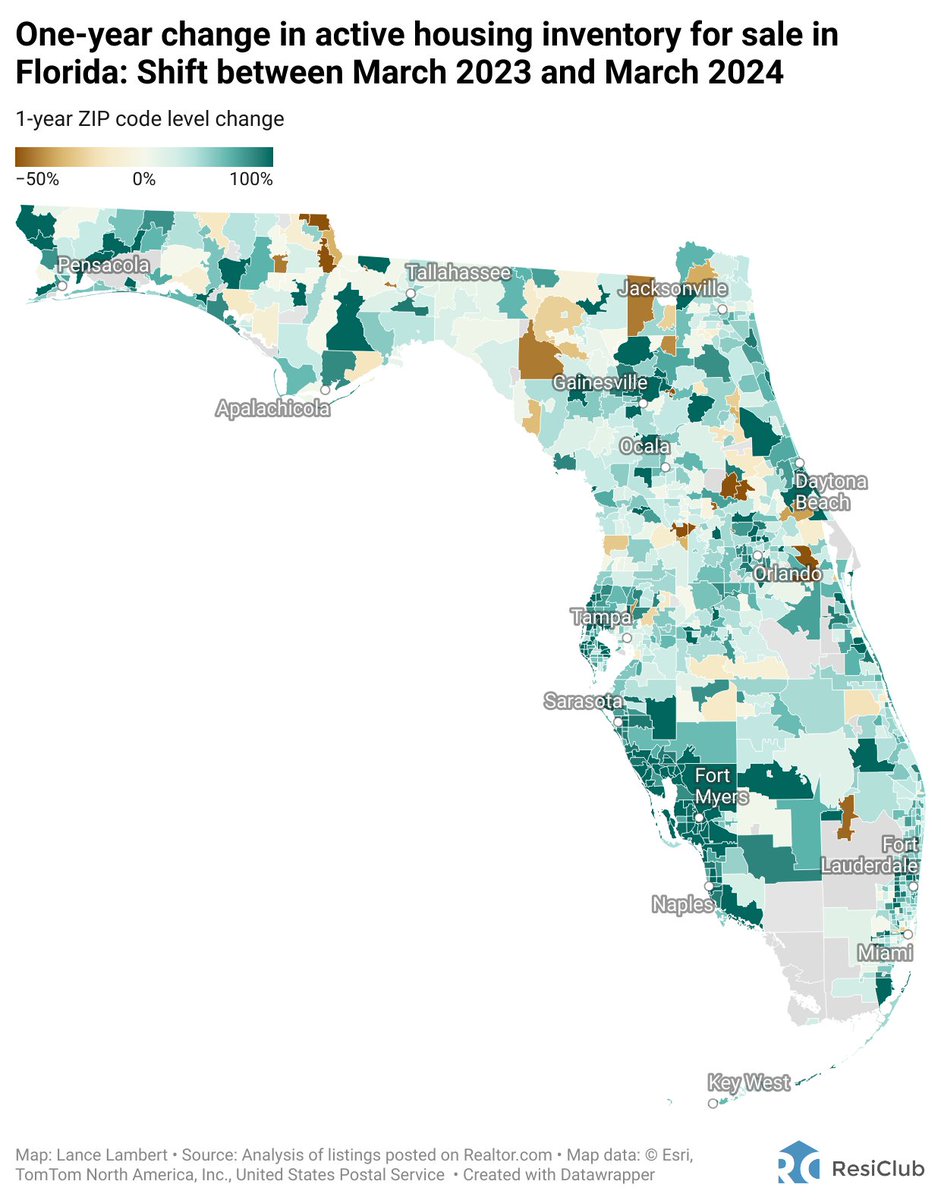 Inventory levels in Florida are up the most in the nation on a year-over-year basis (+57%) The bulk of the increase is really concentrated in sections of Southwest Florida