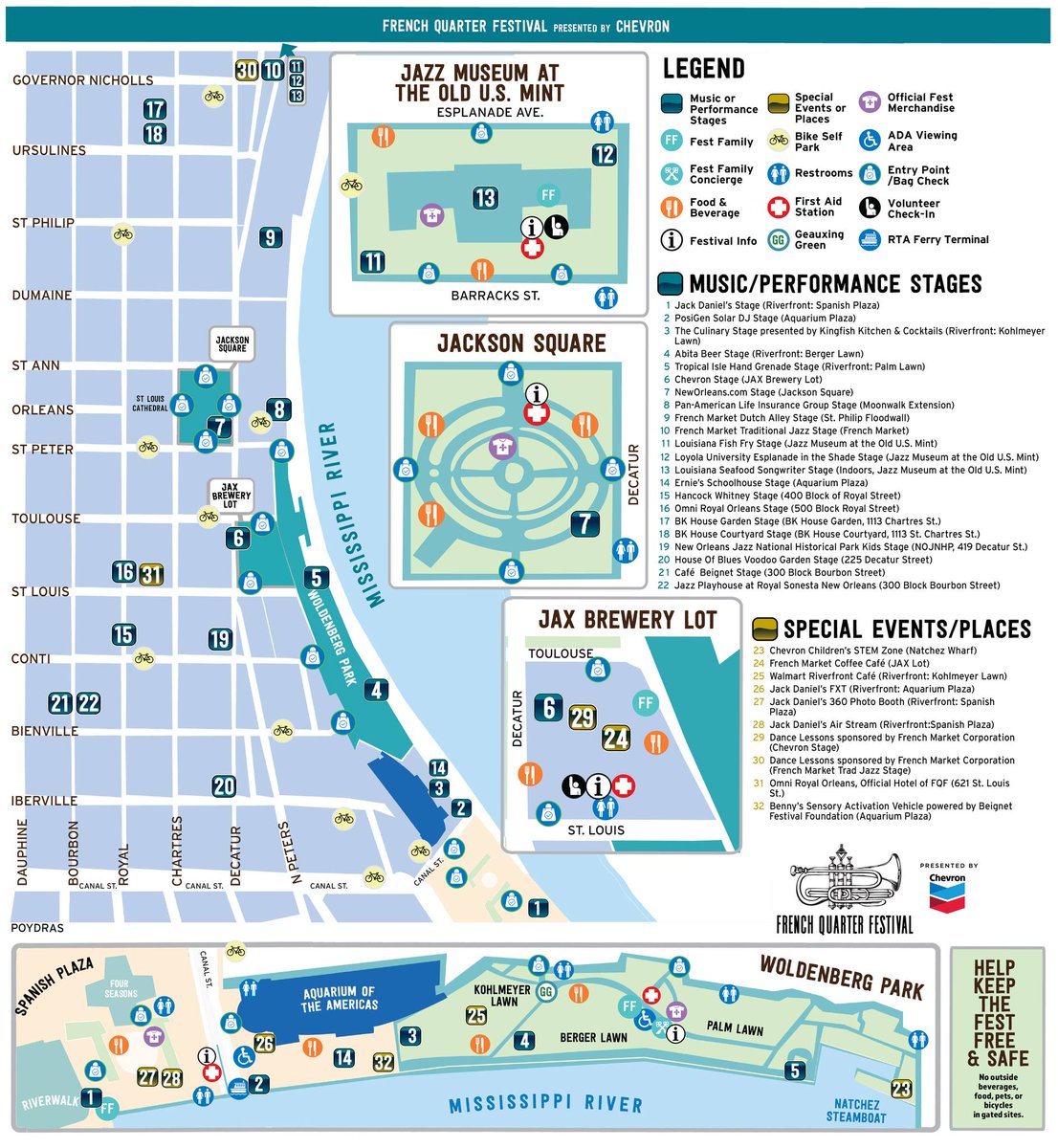 Here's the map for French Quarter Fest 2024!