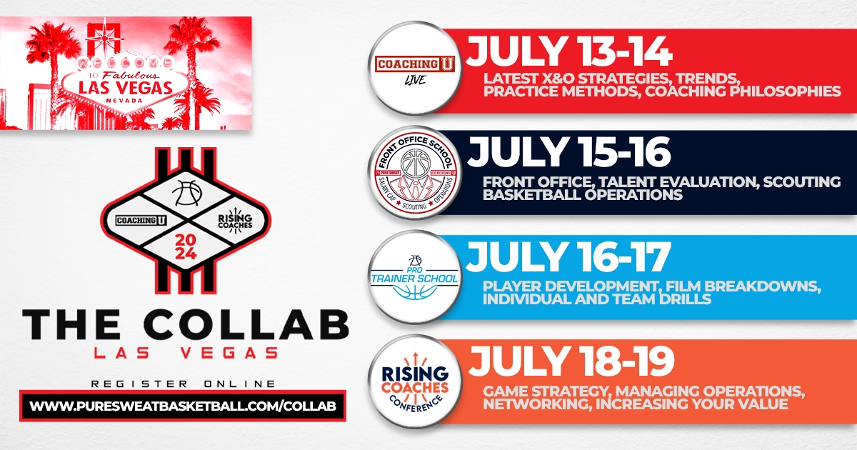 🏀 Introducing The Collab! 🤝 We have teamed up with @puresweat & @risingcoaches to offer you the most comprehensive learning experience in the world. 🎟️ Choose the pass that most interests you, or attend everything at a discounted price! 🔗 coachingulive.com/collab