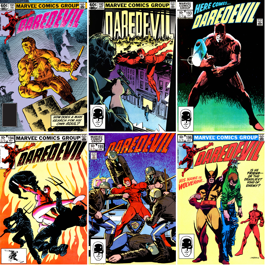 ClassicMarvel_'s tweet photo. Daredevil #191-196 cover dated February-July 1983. https://t.co/CTf2Z9VV8L