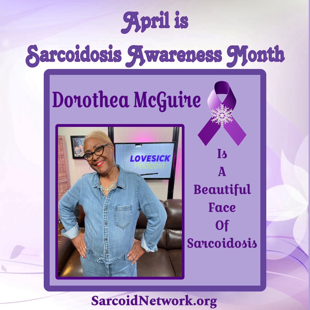 This is our Sarcoidosis Sister Dorothea McGuire and she is a Beautiful Face of Sarcoidosis!💜

#Sarcoidosis #raredisease #patientadvocate #sarcoidosisadvocate #beautifulfacesofsarcoidosis #sarcoidosisawarenessmonth
