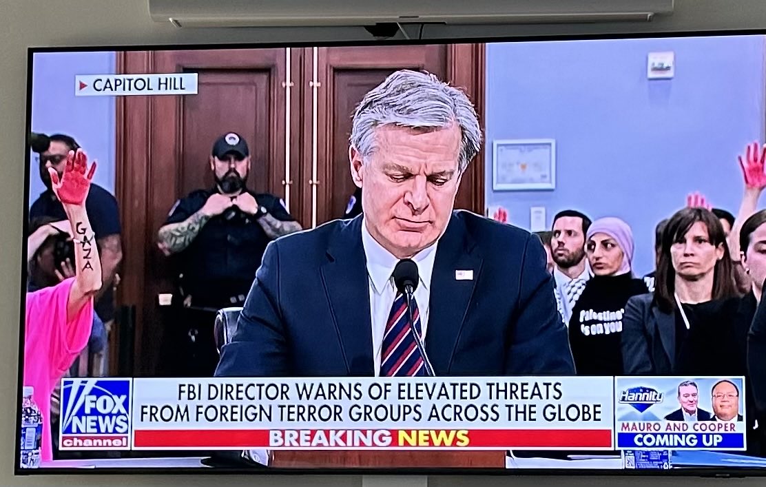 ashajadeja's tweet image. FBI chief #ChrisWray warning US of heightened terrorist threat on our soil. Disparate terror groups around the world seem to be unified on a common self defeating mission to destroy Israel &amp;amp; America. This includes Hamas, Hezbollah, Al Qaeda, Islamic Jihad &amp;amp; ISIS.
