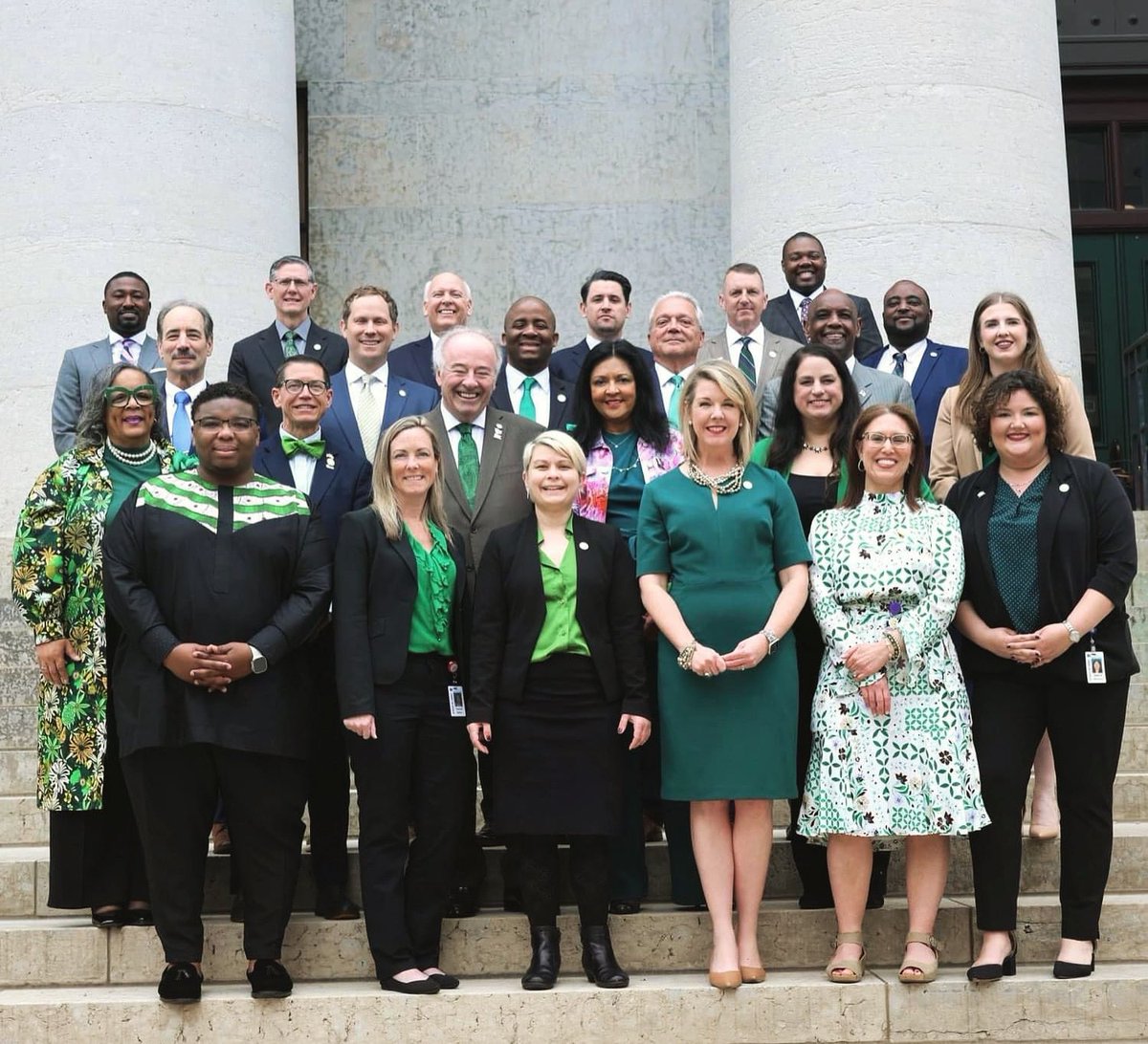 On Wednesday my colleagues, the @OHHouseDems and I wore green 💚 to the State of the State address in honor of our courageous former colleague Brigid Kelly. May we never forget her superb and dedicated legacy to public service.