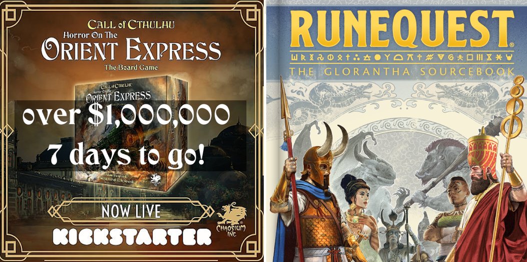 Ab Chaos #231: Horror on the Orient Express is now a $1 Million Kickstarter – check out the new expansions! Plus, a new look Glorantha Sourcebook! mailchi.mp/96b50cc353f9/a…