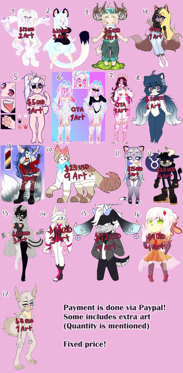 MASS PURGE AD0PTABL3S, FIXED PR1C3

Updated the last wave of ad0ptable3 I posted, if you're interested in any of them please mention or DM me.
P4yment is done through Paypal.

(I'd love to get some cash to purchase some food this month)