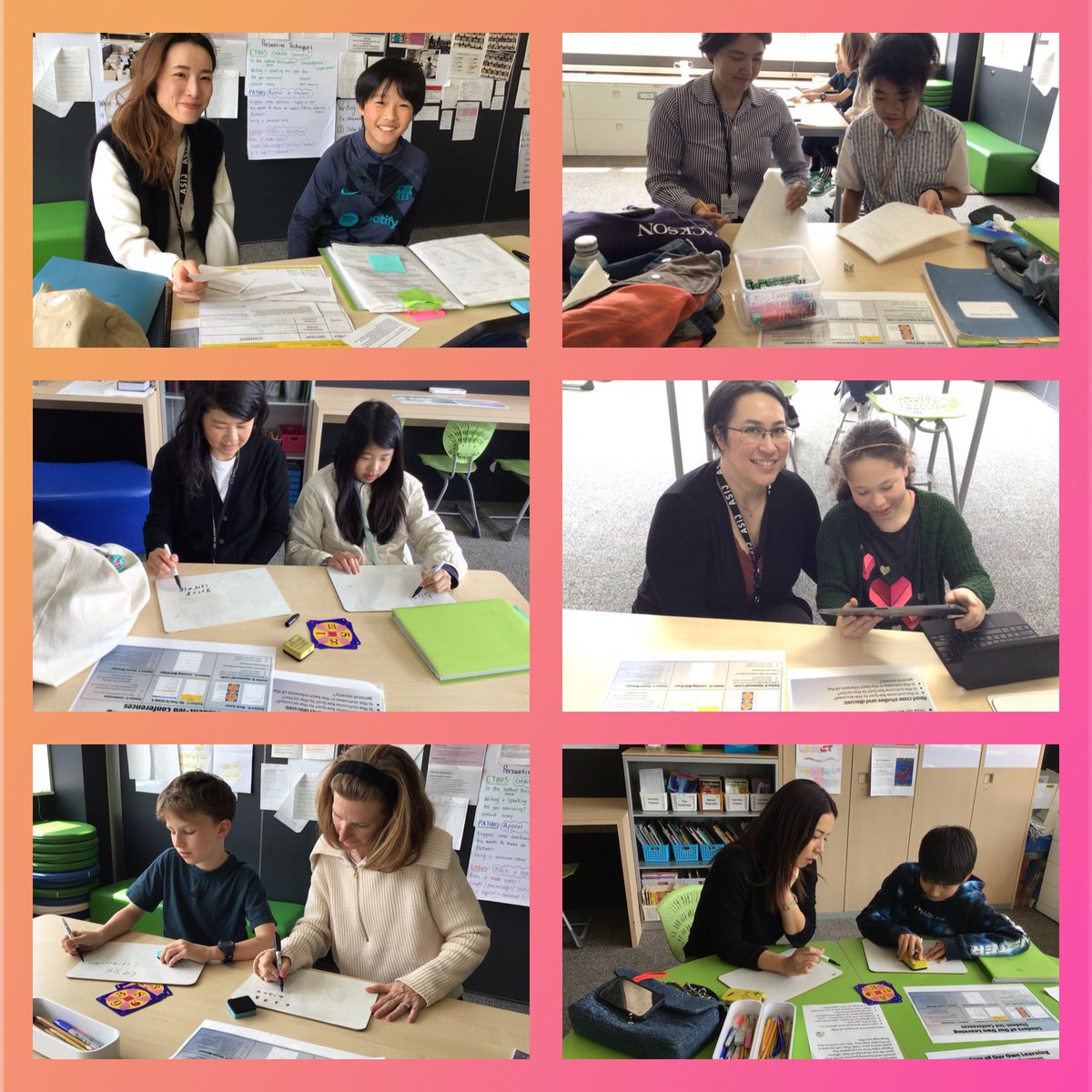 3Basij's tweet image. Supportive parents engaging with their amazing 5th graders!  Well done on making student-led conferences a positive experience for your child.