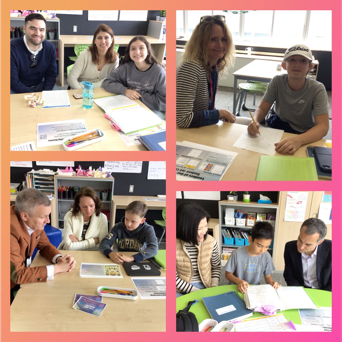 3Basij's tweet image. Supportive parents engaging with their amazing 5th graders!  Well done on making student-led conferences a positive experience for your child.