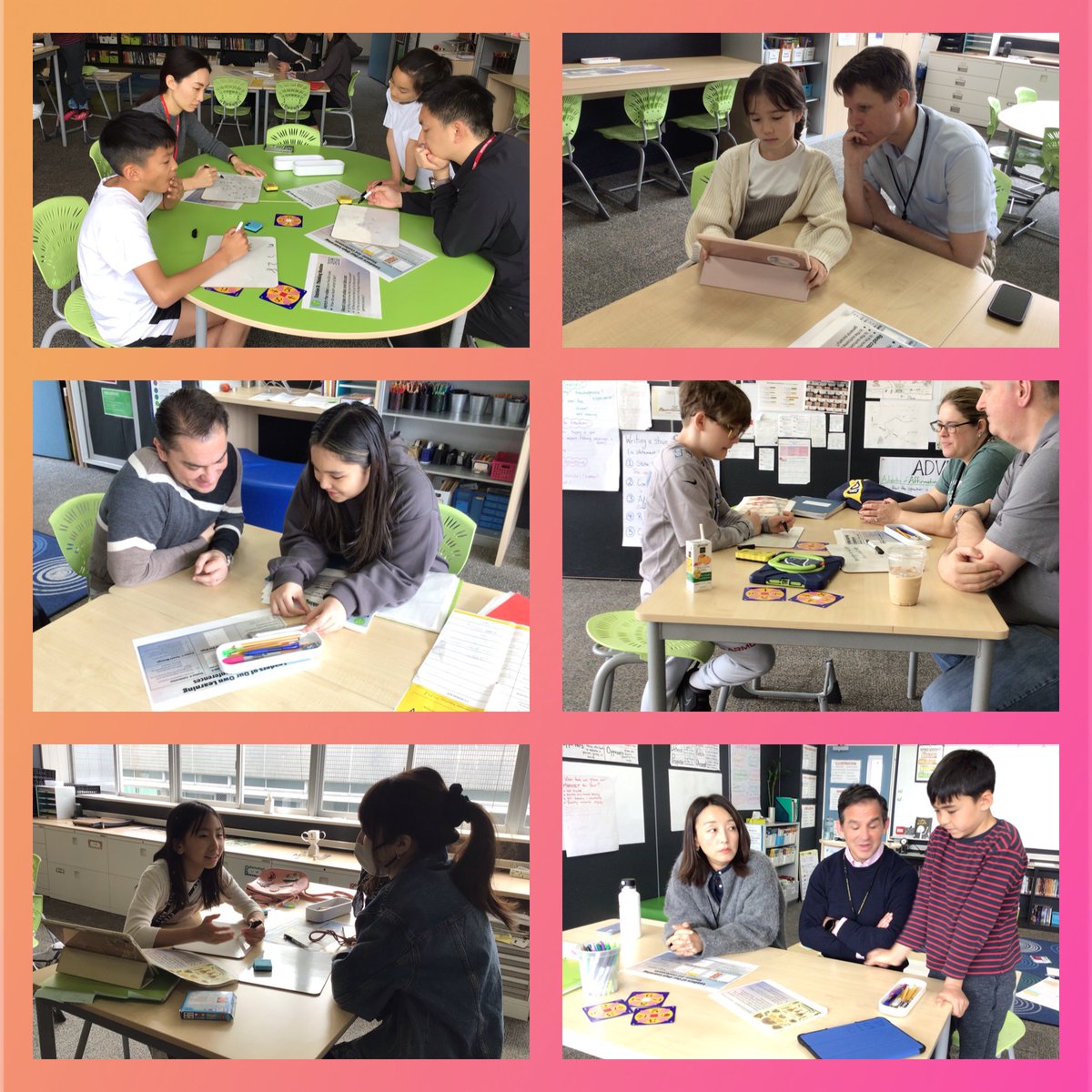 3Basij's tweet image. Supportive parents engaging with their amazing 5th graders!  Well done on making student-led conferences a positive experience for your child.