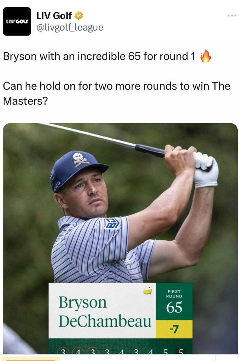 Someone tell LIV that The Masters is 4 rounds