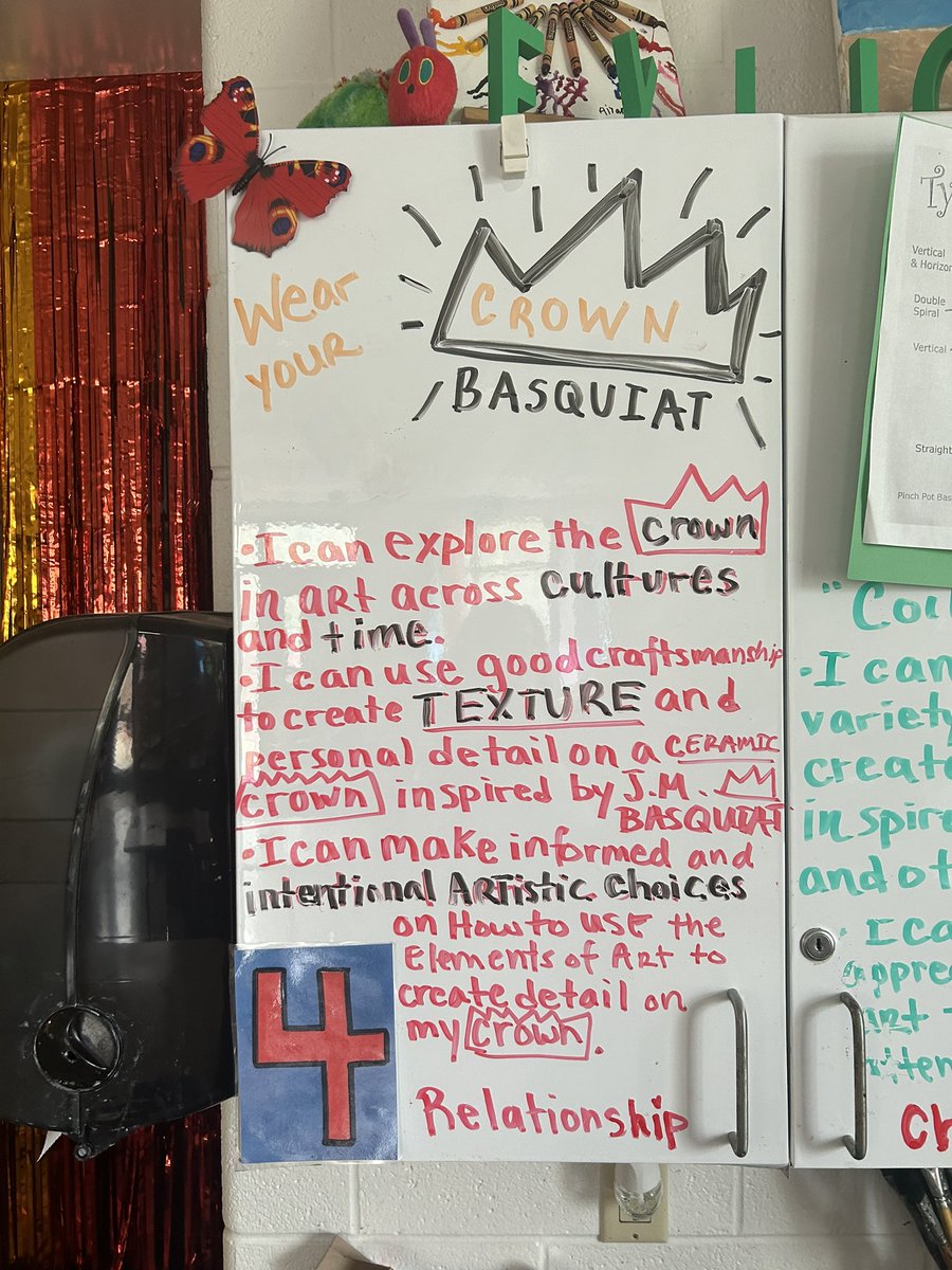 I always love spending time with @skatven in art class! Today our fourth grade @SeatackDream students were making crowns out of clay inspired by Basquait. So much engagement and craftsmanship! #LivingtheDream 🎨