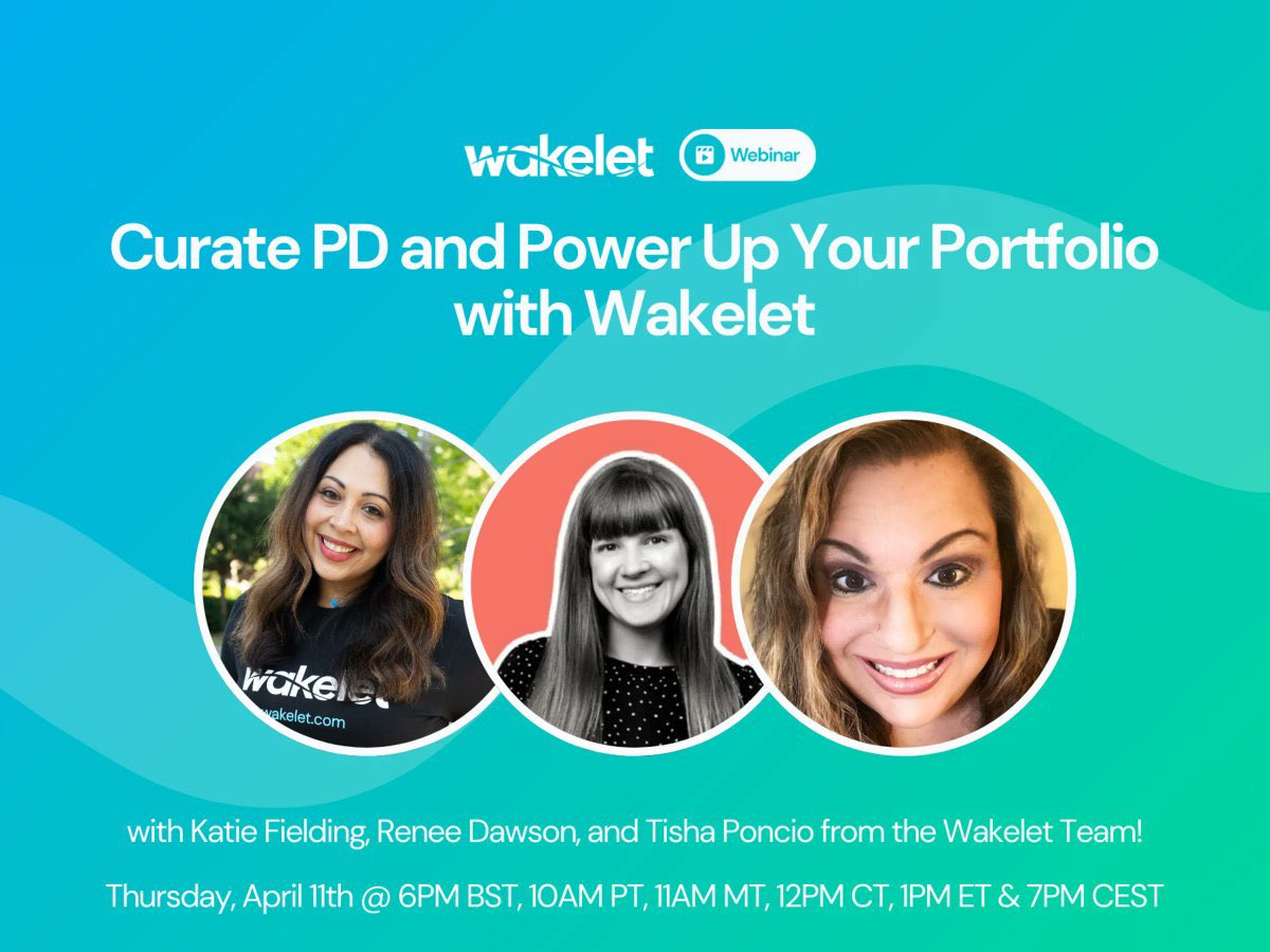 I had such an amazing time today on the @wakelet webinar with @TxTechChick and @KatieF talking all things portfolios! The vibe and energy was 🔥🔥! Make sure you check it out: youtu.be/47ule-jlfY8 #wakeletwave🌊 #eduguardians @EduGuardian5