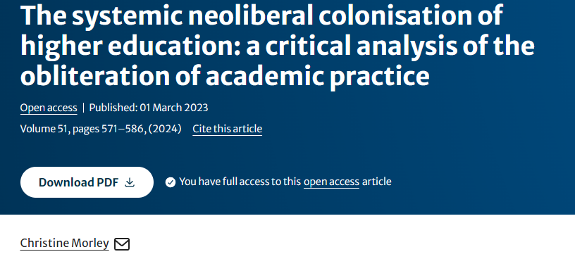 An insightful but depressing account of what universities have become.
rdcu.be/dEvve