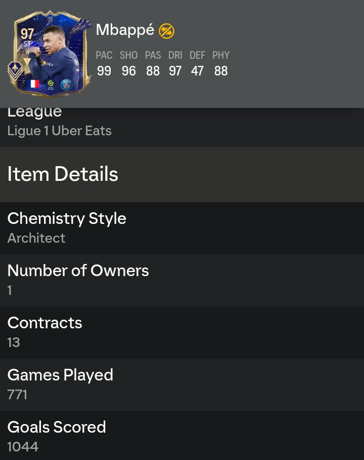 Kobe_Ashkir's tweet photo. @NepentheZ He's absolutely useless. 80% of those goals are Squad Battles Objectives. He's weak, no balance, 0 Weak foot, and struggles against gold Thiago Silva. And it's not a skill issue I'm elite rank 1-3. I've tried every chem style on him. https://t.co/3ksIwRUyrh