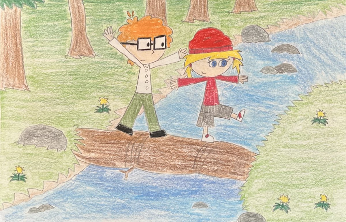 This is an ode to the classic Calvin & Hobbes picture of them walking across a log. The background came out pretty good, but I don’t like Maddie and Albert’s poses #alexandraadlawan_funart #alexandraadlawan_throwbackthursday #alexandraadlawan #maddieandalbert #childrensbooks
