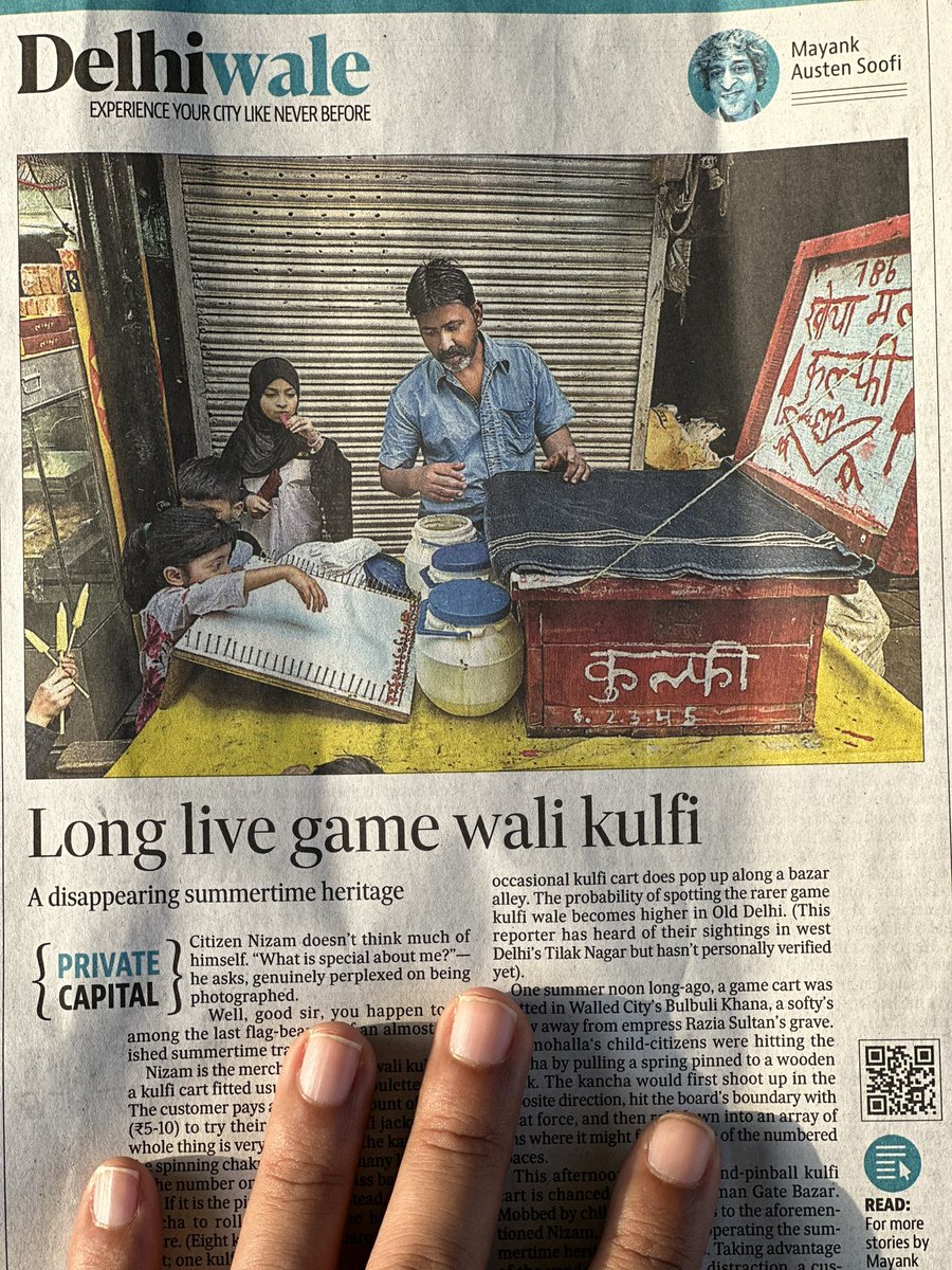 Long live game wali kulfi—an ode to a vanishing summertime tradition… my daily City Life dispatch in Hindustan Times today!