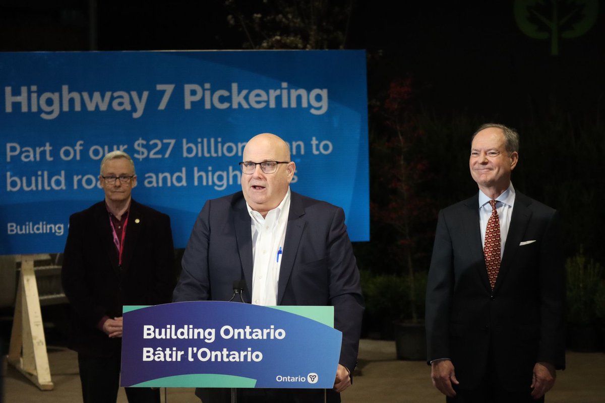 I was proud to stand alongside @PrabSarkaria as we announced that the province is providing $12 million over four years to widen 10.4 kilometres of Highway 7 from two to four lanes. Thank you to @MayorKevinAshe @FrankScarpitti, @JohnHenryDurham, @CityofPickering and @ONtransport