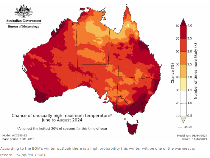 🔥NEWS: @BOM_au's first winter forecast of 2024 has CONFIDENTLY declared one of the warmest on record throughout Australia. We must address the climate crisis to tackle high sea surface temperatures around the world.