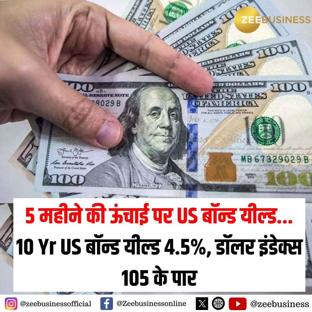 💵महंगाई में उछाल से 5 महीने की ऊंचाई पर पहुंचे US Bond Yield और Dollar Index... 10 साल की अमेरिकी बॉन्ड यील्ड 4.5% के ऊपर निकली, डॉलर इंडेक्स 105 के पार...

#DollarIndex #USBondYield #BondMarket #StockMarket

Zee Business LIVE: bit.ly/3TXZHa9