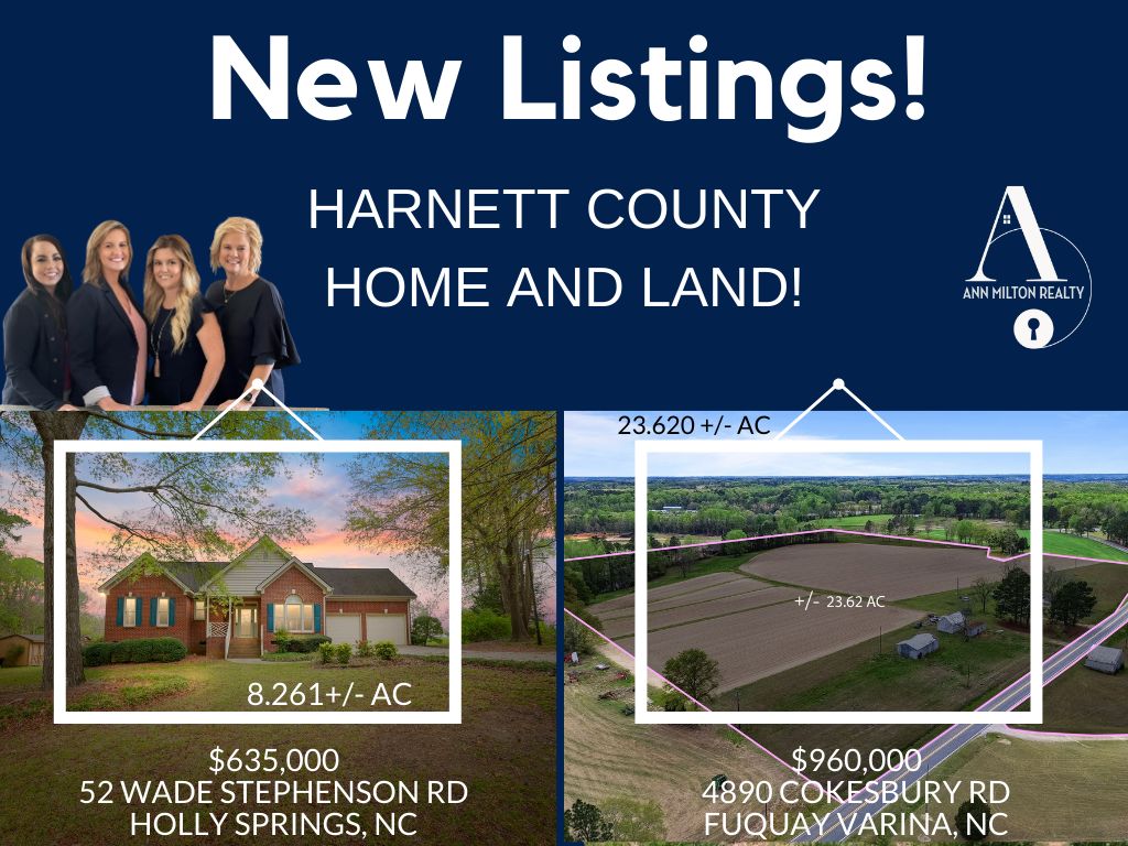 🚨 New Listings Alert🚨 Contact Ann Milton Realty for your personal tour. 910-208-0085
.
📌 52 Wade Stephenson Rd in Holly Springs
📌 4890 Cokesbury Rd in Fuquay Varina
#annmiltonrealty #newlistings #harnettcounty #harnettcountyrealtors #landforsale #homesforsaleinharnettcounty