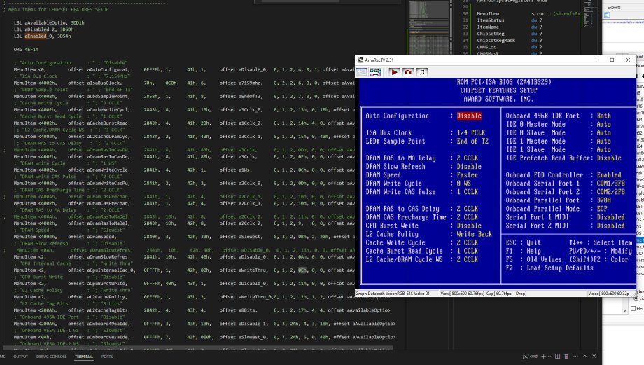 I spent the night modifying the BIOS for the SOYO 4SAW - a SiS 496 based Socket 3 board for 486 CPUs. The original BIOS has quite a few deleted options for chipset configuration and also quite slow default configs. I ported the config from a fast ASUS BIOS + unhid the options.