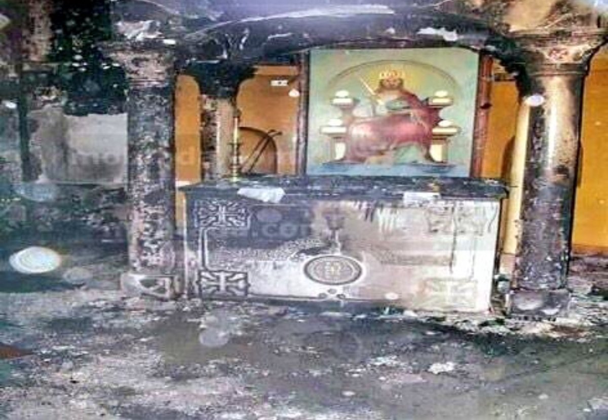 Israeli settlers set fire to a Church in West Jerusalem.

Anti-Christian slogans were sprayed in Hebrew.

This was in 2015.