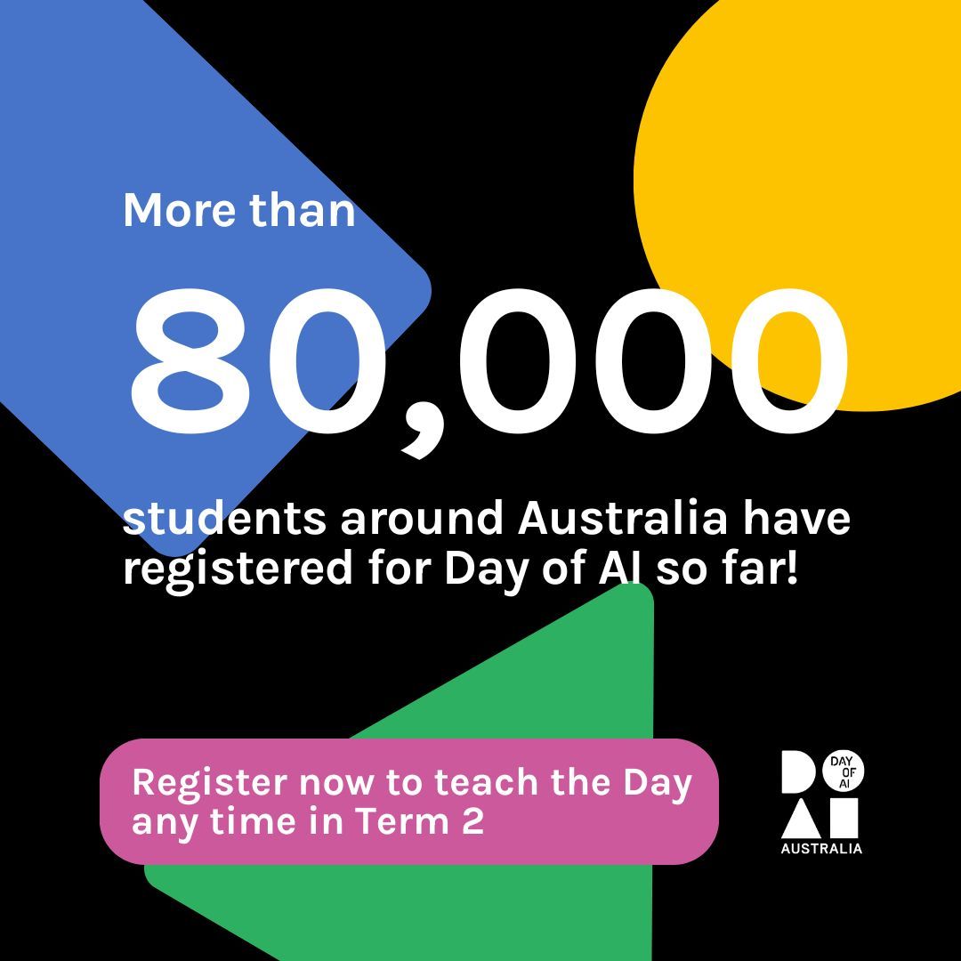There's still plenty of time to join more than 80,000 students (& counting) & bring world-class #AIeducation to your classroom. Our FREE full day of creative, hands-on learning activities can be taught any time during Term 2. Register now at the link in bio. #STEMeducation