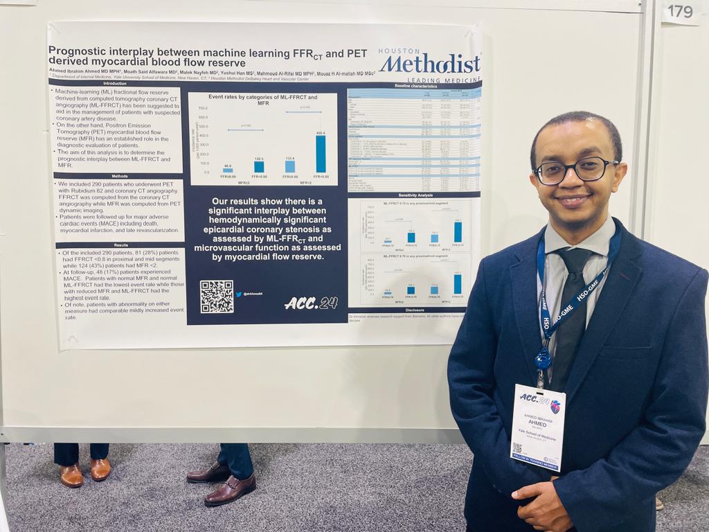 Excited to have attended and presented work on #CVimaging #cvNuc #YesCCT at @ACCinTouch #ACC2024. 

Huge thanks to my mentors at @YaleCardiology and @HMethodistCV @DeBakeyCVedu for their guidance and support. 

Next up: Chicago for #ACC2025—ready for breakthroughs and deep-dish!