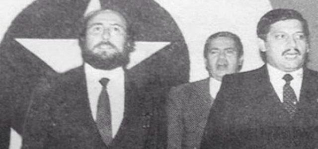 Sergio Melnick, ex ministro de Pinochet, ex director de Chilevisión en dictadura, creador del partido de la CNI, Avanzada Nacional y concejal de Las Condes. En la foto se puede ver a Melnick junto al agente de la CNI, Alvaro Corbalán, condenado por más de 200 años por crimenes…