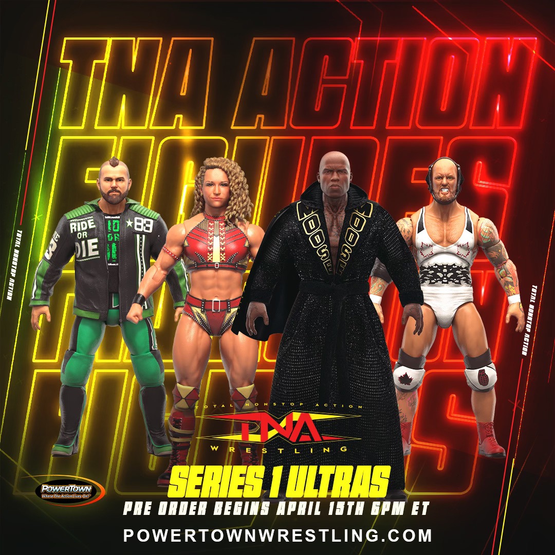 Here's the Reveal from @_PowerTown! Preorder is available TOMORROW! #TNA & #PowerTownWrestling is quite the Tag Team!!!