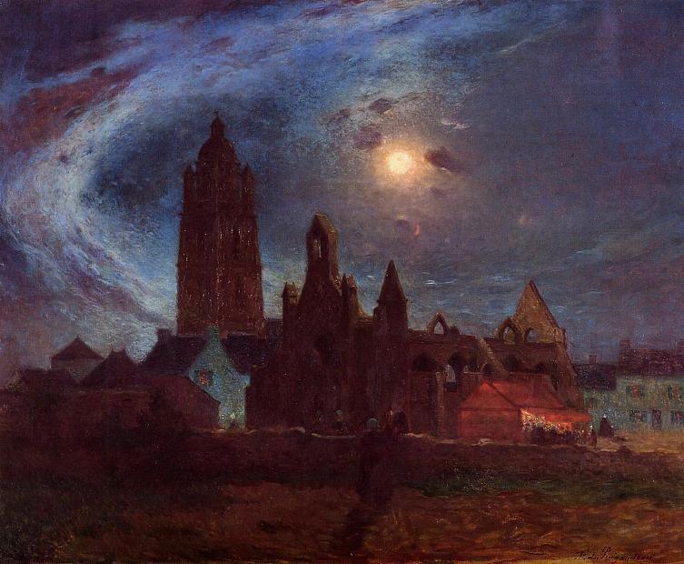 -The Bourg-de-batz Church Under the Moon-