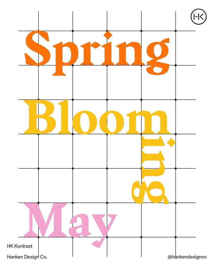 Hanken Design Co. (@hankendesign) on Twitter photo Discover the power of spring visuals with our latest blog post! Unveil the brighter days with fun colors and HK Kontrast, a geometric serif that elevates your titles. Art direction by <a href="/inabattung/">Ina Battung</a> 🌻 Explore more at hanken.co. #HDCfonts … instagr.am/p/C5pNU1zturC/ Discover the power of spring visuals with our latest blog post! Unveil the brighter days with fun colors and HK Kontrast, a geometric serif that elevates your titles. Art direction by <a href="/inabattung/">Ina Battung</a> 🌻 Explore more at hanken.co. #HDCfonts … instagr.am/p/C5pNU1zturC/