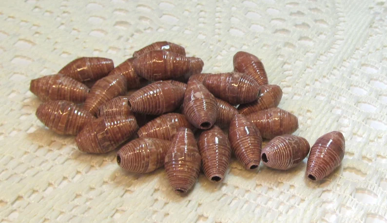 Paper Beads, Loose Handmade, Jewelry Making Supplies, Barrel Milk Chocolate Cocoa etsy.me/3xwfPrR via @Etsy *NEW TODAY*
