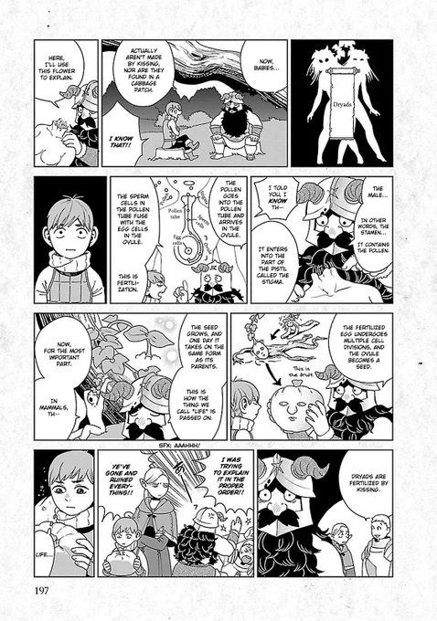 the way i interpret this bonus comic is that even though chilchuck obviously knows what sex is, he didn't know exactly how fertilization works and senshi's explanation was actually a little touching and interesting to him 