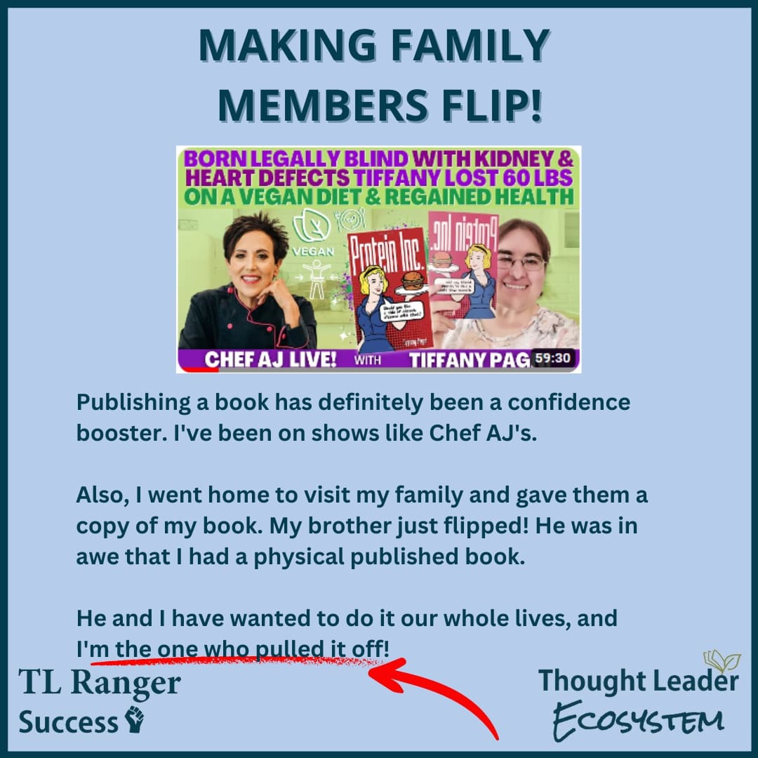 Shout-out to Thought Leader Tiffany Pagni! 🌟 Her book inspired her family to embrace a healthier lifestyle. 💚 Ready for your success story? DM for insights. 🚀📖 Hashtags: #bookpublishing #thoughtleadership #author