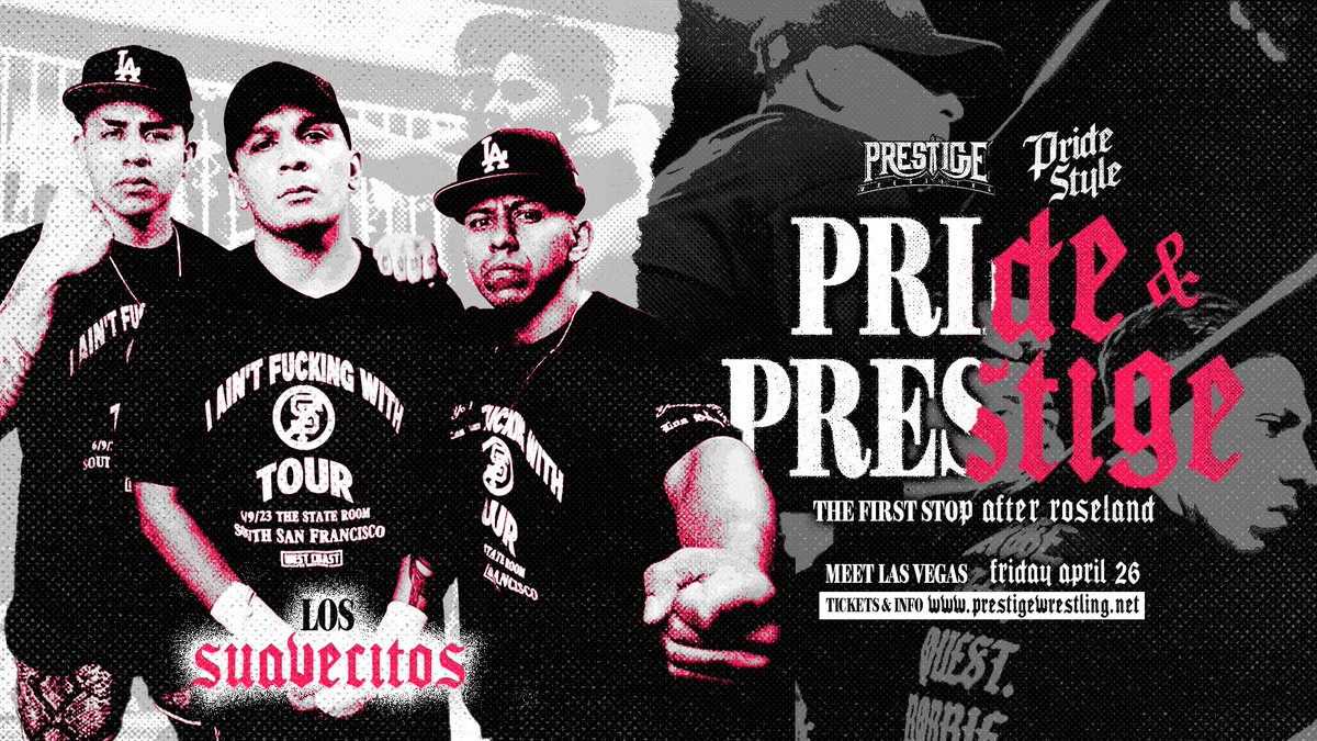 🚨 BREAKING NEWS 🚨 LOS SUAVECITOS will be in action at #PrideandPrestige! + Alex Shelley, Miyu Yamashita, Sandra Moone, Tom Lawlor, Sinner & Saint, Alice Blair & more April 26th, 2024 Las Vegas, NV @ Meet Las Vegas All Ages (bar with ID) 🎟 prestigewrestling.net