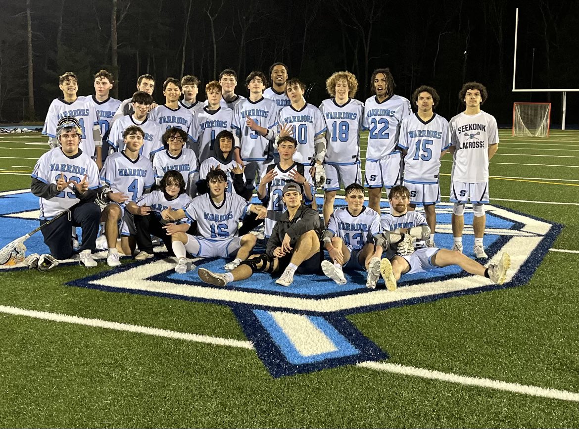 SeekonkLacrosse's tweet photo. After a three game road trip, the Warriors returned home and got a hard-earned win to enter the spring break at 5-0

#Together

@SeekonkHS 
@SeekonkWarrior https://t.co/19YnzGe7H2