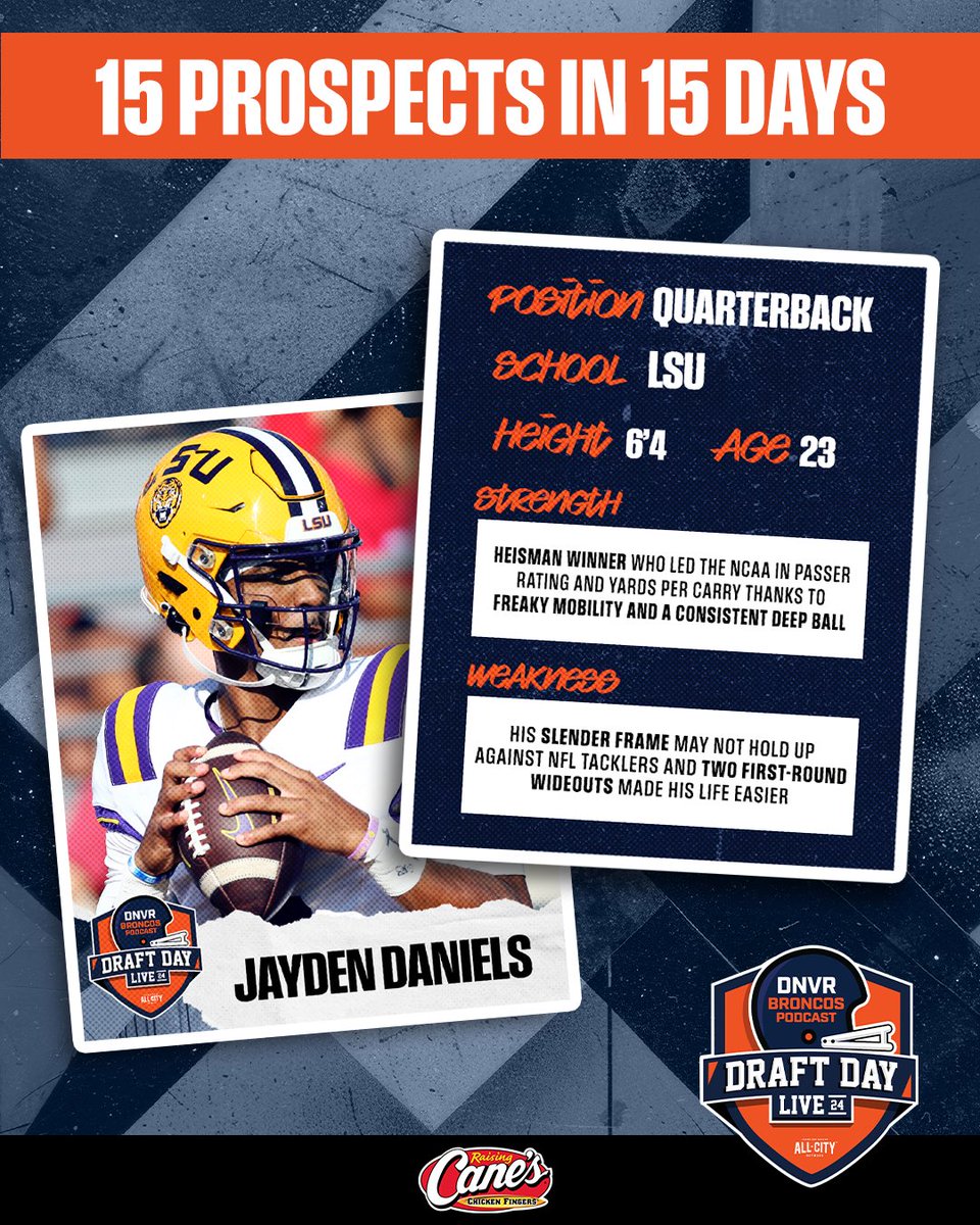 15 Prospects in 15 Days How would you feel if the Broncos took Jayden Daniels in the first round?👇