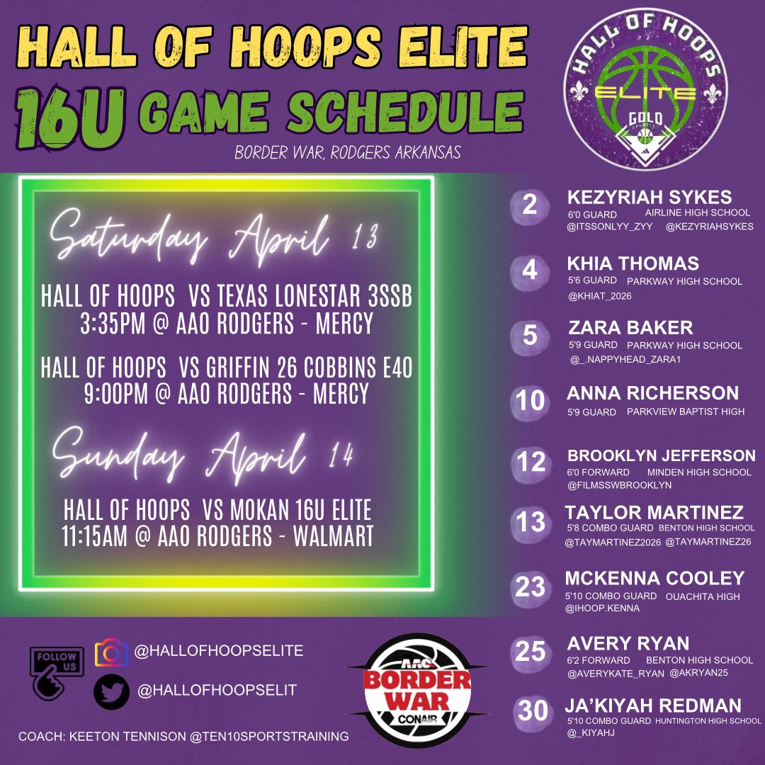 Toni Martinez (@2coaches4life) on Twitter photo Coaches be on the lookout for <a href="/hallofhoopselit/">HALL OF HOOPS ELITE ADIDAS BASKETBALL</a> 2026 team and these players @akryan25 <a href="/Taymartinez26/">Taylor Martinez</a> <a href="/kezyriahsykes/">Kezyriah Sykes</a> <a href="/McKenna_Cooley1/">McKennaCooley23</a> <a href="/Zbaby2026/">Zara Baker ( Z )</a> @D1brooklyn2 weekend in the <a href="/Borderwar1/">Borderwar Tourney</a> tournament! Coaches be on the lookout for <a href="/hallofhoopselit/">HALL OF HOOPS ELITE ADIDAS BASKETBALL</a> 2026 team and these players @akryan25 <a href="/Taymartinez26/">Taylor Martinez</a> <a href="/kezyriahsykes/">Kezyriah Sykes</a> <a href="/McKenna_Cooley1/">McKennaCooley23</a> <a href="/Zbaby2026/">Zara Baker ( Z )</a> @D1brooklyn2 weekend in the <a href="/Borderwar1/">Borderwar Tourney</a> tournament!