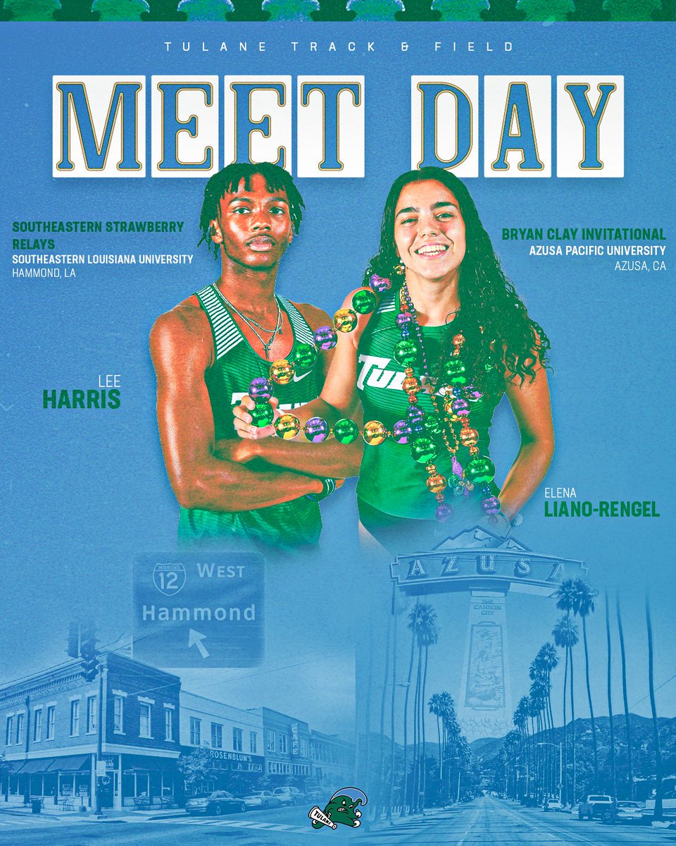 Meet Day!!!! Strawberry Relays 📍 Hammond, La. ⌚️ 9 am 📊 milesplit.live/timers/570 Beach Invite 📍 Long Beach, Calif. ⌚️ 12 pm 📊 finishedresults.com/meets/4838 Bryan Clay Invitational 📍 Azusa, Calif. ⌚️ 9 am 📊 finishedresults.com 📺flosport.org #RollWave 🌊