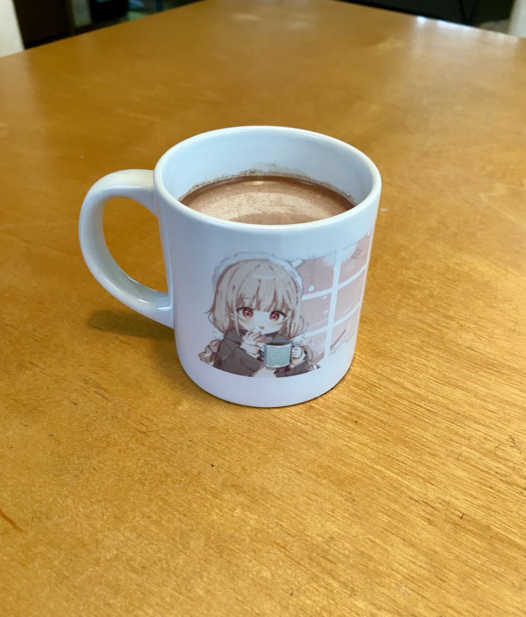 akar1_L's tweet photo. えー、クソ可愛いです。マグカップありがとうございます！！
写真撮る技術ないけれど頑張りました！
ちゃんとココア入れて撮りました！！！ https://t.co/JNf6qg0lWG