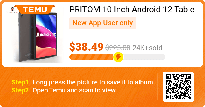 PRITOM 10 Inch Android 12 Tablet, 4GB DDR (2GB+2GBExpansion)RAM, 32GB ROM, 6000MAh, Quad Core Processor, 10 Inch Tablet 👉 -82% off discount+EXTRA 30% OFF❤️ 🎉 Exclusive deal[$38.49] -82% off 👉 item link: temu.to/m/uet9rn5vwci ⚠️ Every New App User can only enjoy once