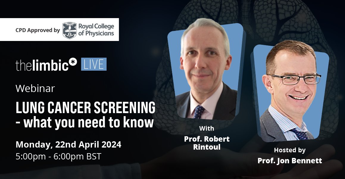 REGISTER: thelimbic.com/uk/respiratory… Join this CPD approved briefing session as experts drill into how the national lung cancer screening program will impact local services. @rintoul_robert @LungDocBenno @RCPhysicians #lungcancer